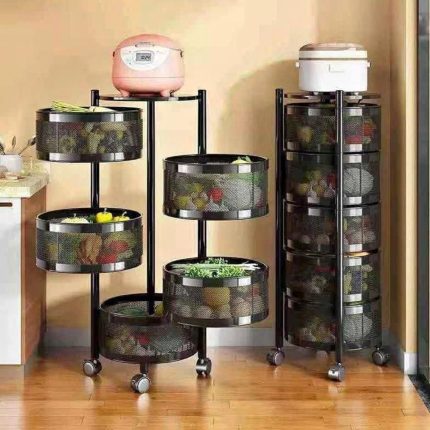 5 Layer Round Fruit Rack with wheels