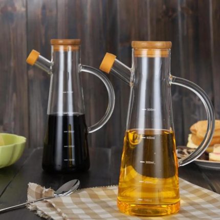 Glass oil/vinegar jar with Bamboo lid