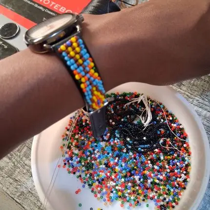 Beaded Blue Dominance Wrist Watch
