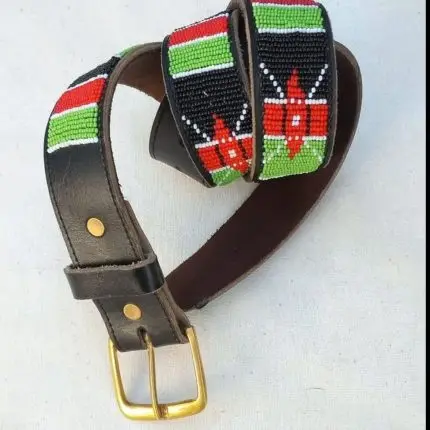 Kenyan Beaded Leather Belt